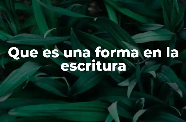 Que es una Forma en la Escritura