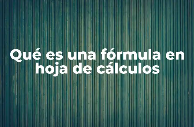 Qué es una Fórmula en Hoja de Cálculos