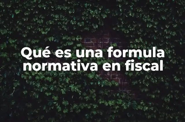 Qué es una Formula Normativa en Fiscal