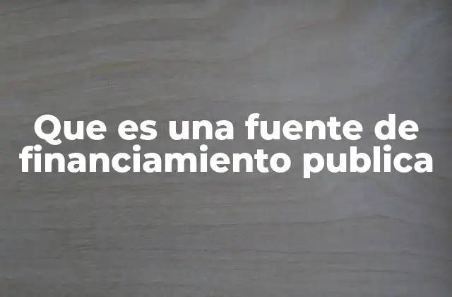 Que es una Fuente de Financiamiento Publica