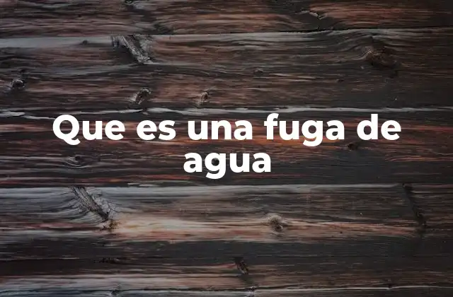 Que es una Fuga de Agua