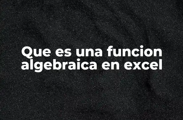 Que es una Funcion Algebraica en Excel
