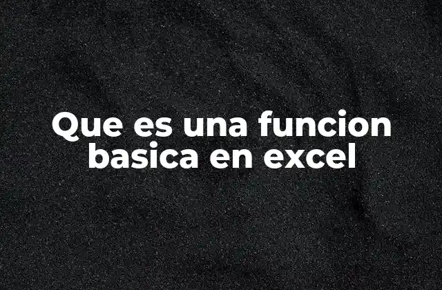 Que es una Funcion Basica en Excel