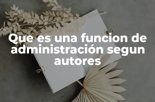 Que es una Funcion de Administración Segun Autores