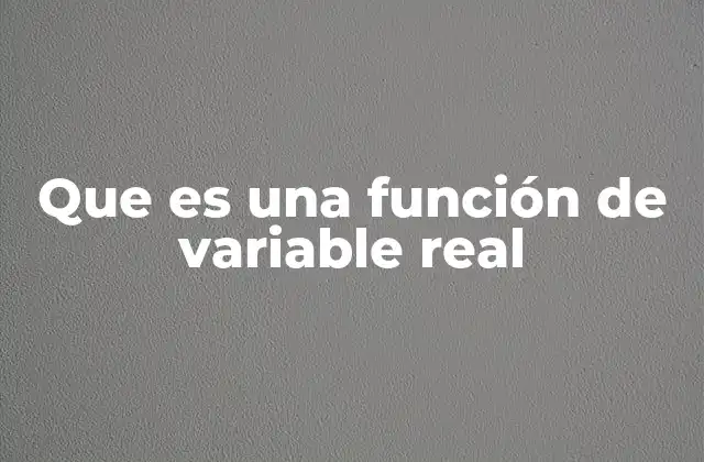 Que es una Función de Variable Real