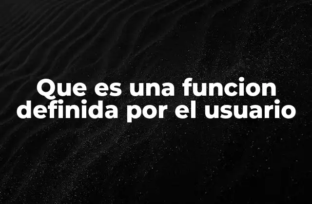 Que es una Funcion Definida por el Usuario