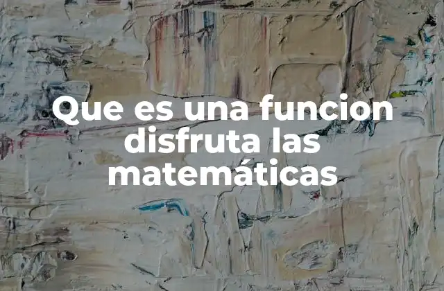 Que es una Funcion Disfruta las Matemáticas