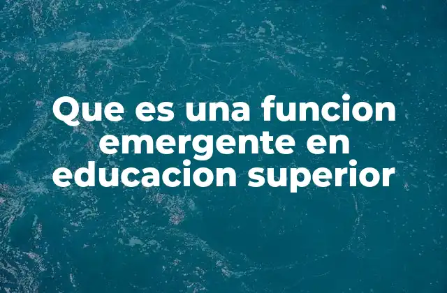 Que es una Funcion Emergente en Educacion Superior