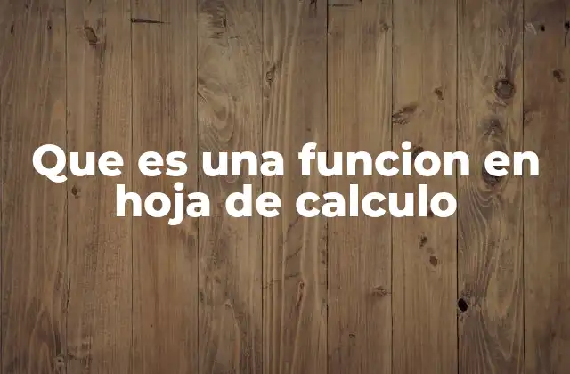 Que es una Funcion en Hoja de Calculo
