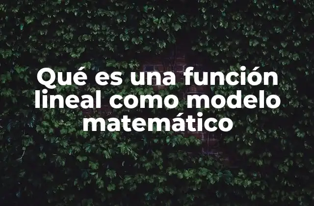 Qué es una Función Lineal como Modelo Matemático 2 Modelos matemáticos y su relación con la función lineal