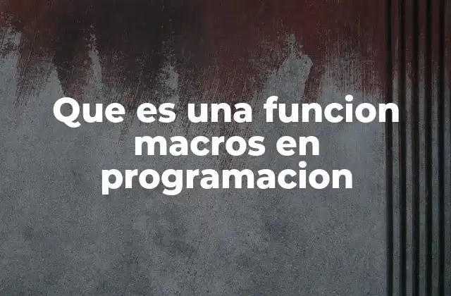 Que es una Funcion Macros en Programacion