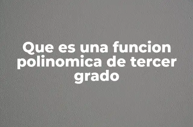 Que es una Funcion Polinomica de Tercer Grado