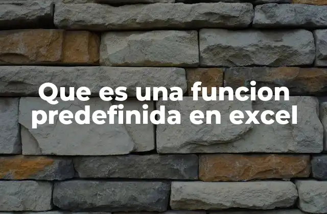 Que es una Funcion Predefinida en Excel