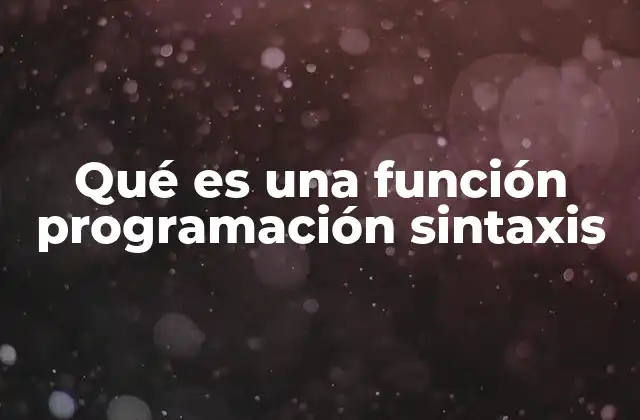 Qué es una Función Programación Sintaxis