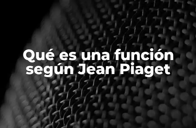 Qué es una Función según Jean Piaget