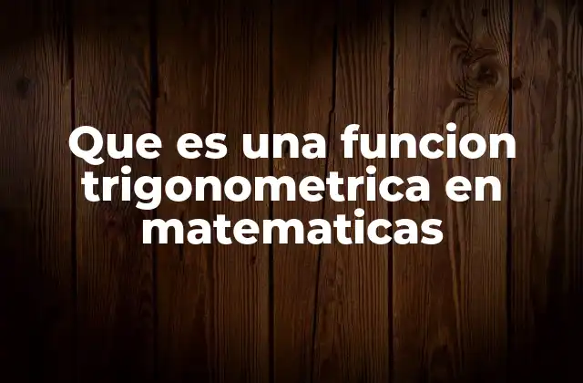 Que es una Funcion Trigonometrica en Matematicas