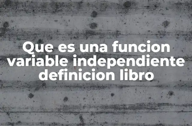 Que es una Funcion Variable Independiente Definicion Libro