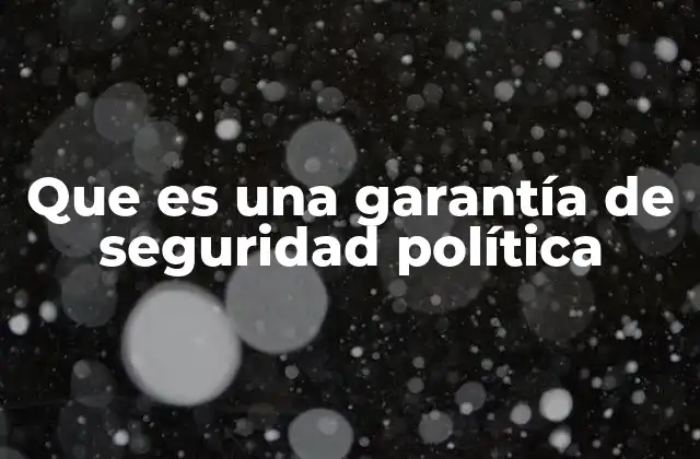 Que es una Garantía de Seguridad Política
