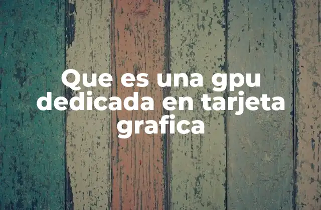 Que es una Gpu Dedicada en Tarjeta Grafica
