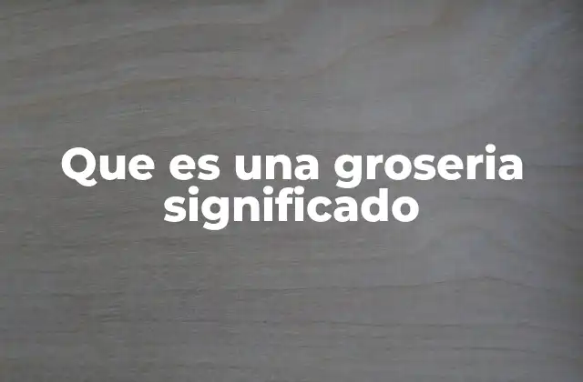 Que es una Groseria Significado