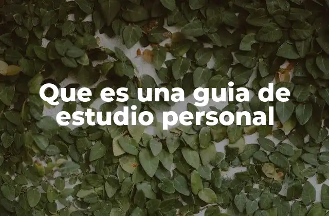 Que es una Guia de Estudio Personal