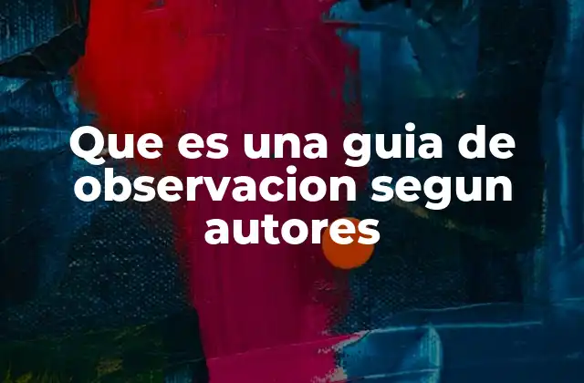 Que es una Guia de Observacion Segun Autores