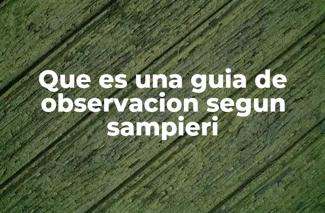 Que es una Guia de Observacion Segun Sampieri 2 Importancia de la guía de observación en la investigación social