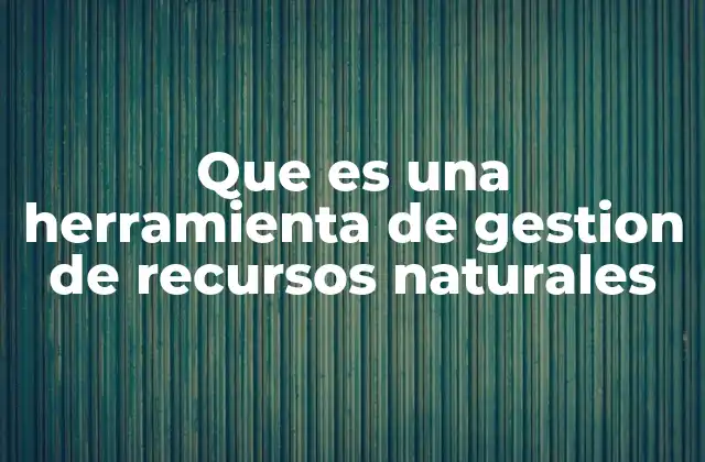 Que es una Herramienta de Gestion de Recursos Naturales