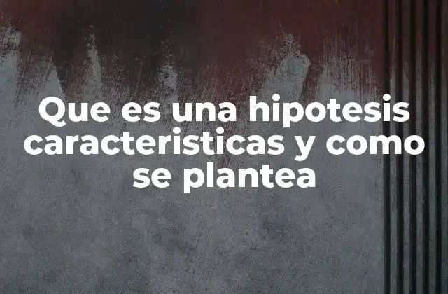 Que es una Hipotesis Caracteristicas y como Se Plantea