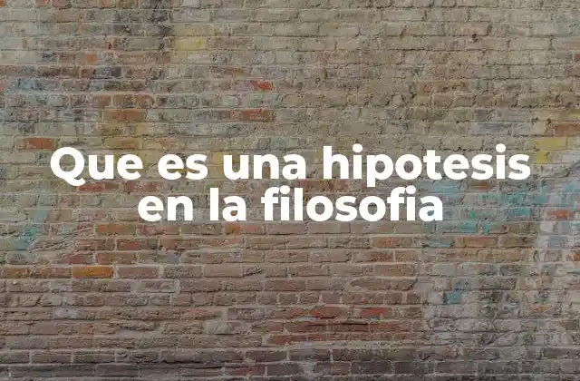 Que es una Hipotesis en la Filosofia