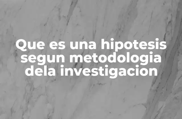 Que es una Hipotesis Segun Metodologia Dela Investigacion