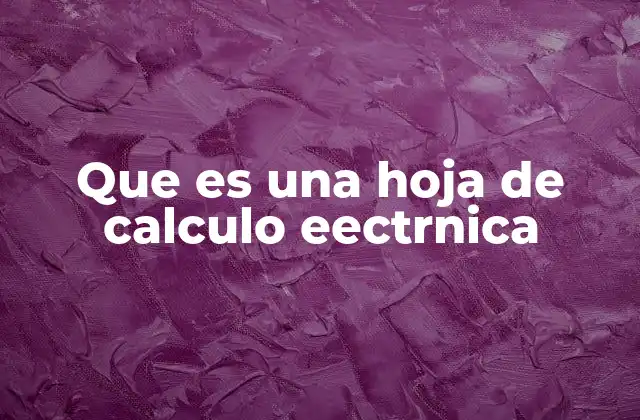 Que es una Hoja de Calculo Eectrnica
