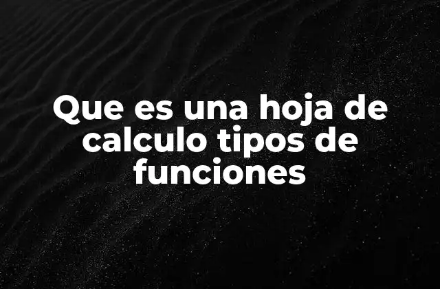 Que es una Hoja de Calculo Tipos de Funciones