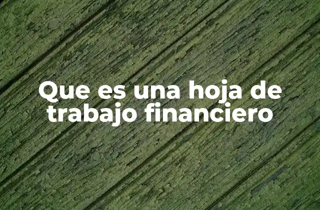Que es una Hoja de Trabajo Financiero