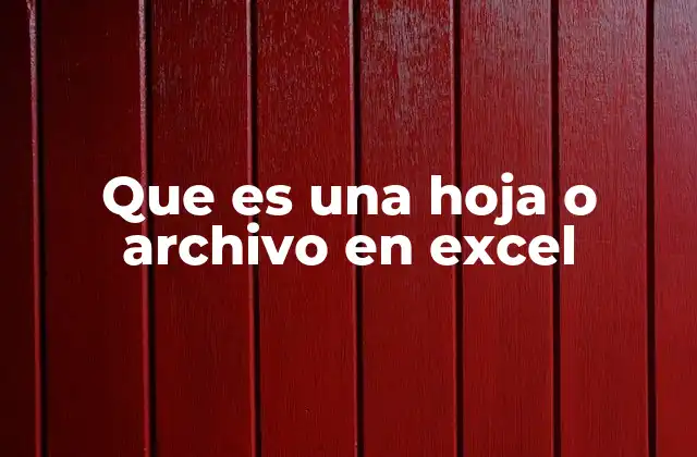 Que es una Hoja o Archivo en Excel