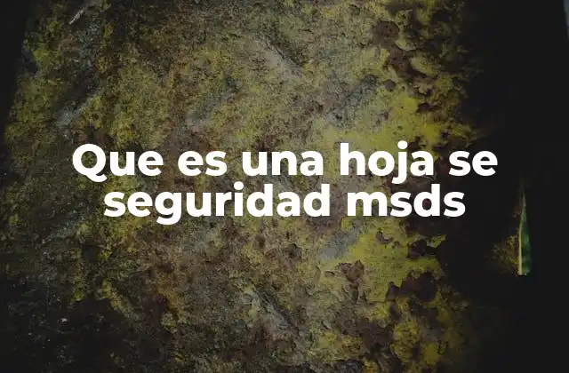 Que es una Hoja Se Seguridad Msds