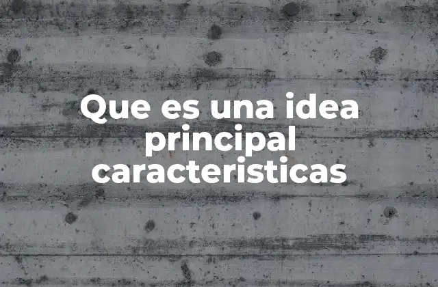 Que es una Idea Principal Caracteristicas 2 La esencia del mensaje central en la comunicación