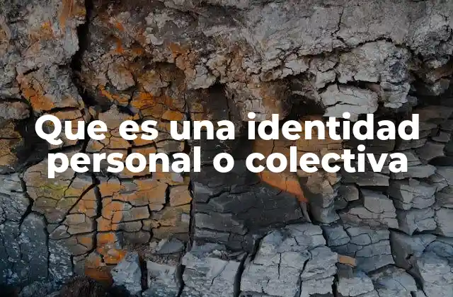 Que es una Identidad Personal o Colectiva
