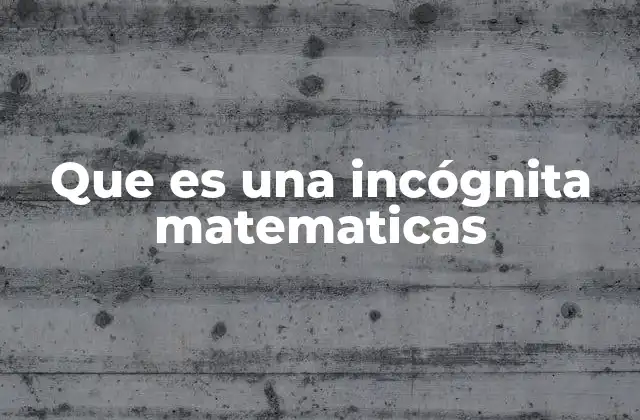 Que es una Incógnita Matematicas