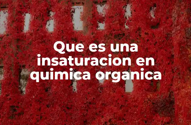 Que es una Insaturacion en Quimica Organica