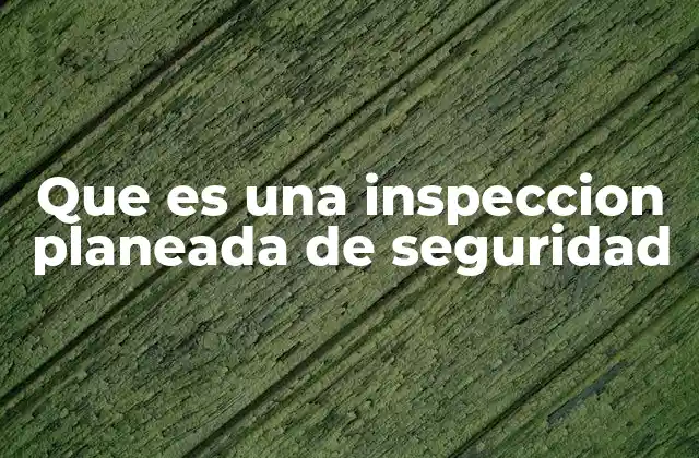 Que es una Inspeccion Planeada de Seguridad