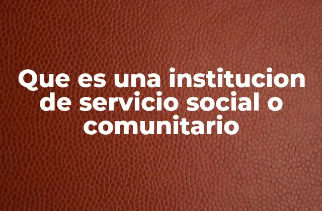 Que es una Institucion de Servicio Social o Comunitario 2 El impacto social de las organizaciones dedicadas al bien común