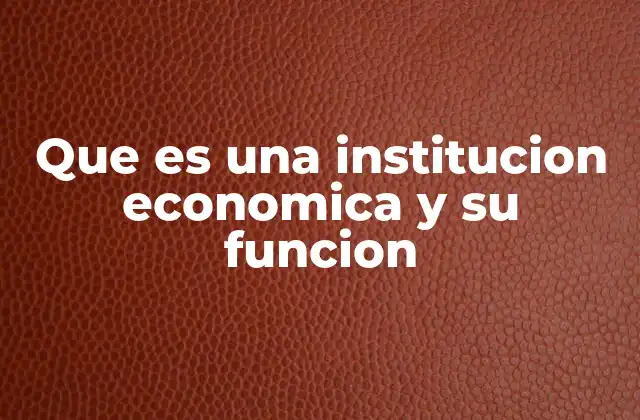 Que es una Institucion Economica y Su Funcion