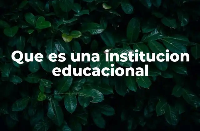 Que es una Institucion Educacional
