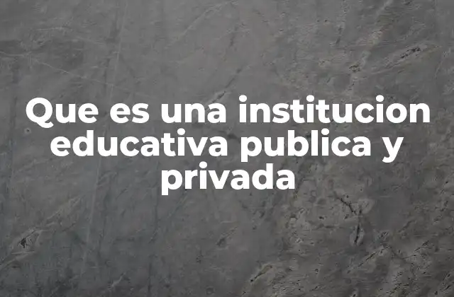 Que es una Institucion Educativa Publica y Privada