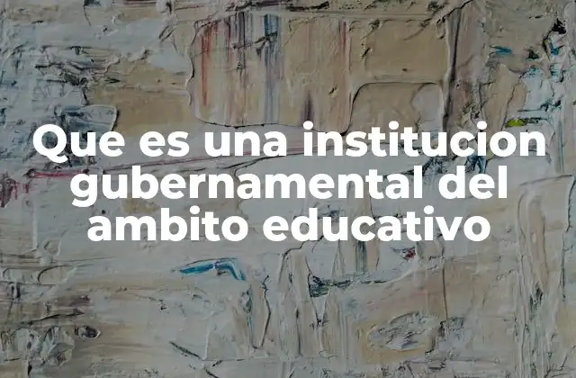 Que es una Institucion Gubernamental Del Ambito Educativo