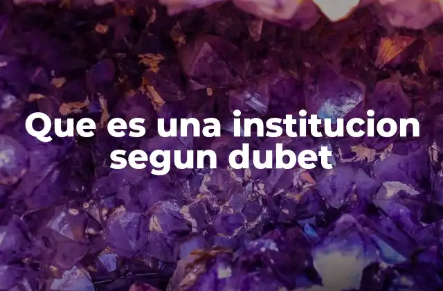 Que es una Institucion Segun Dubet