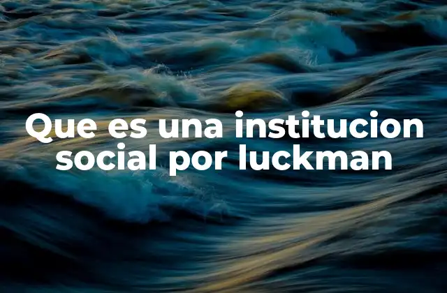 Que es una Institucion Social por Luckman