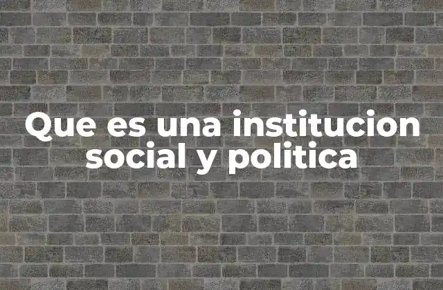 Que es una Institucion Social y Politica