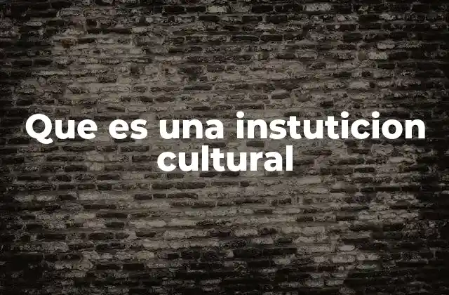 Que es una Instuticion Cultural
